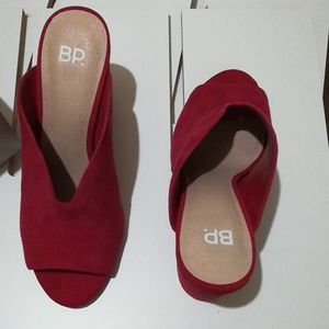B.P Suede red clogs